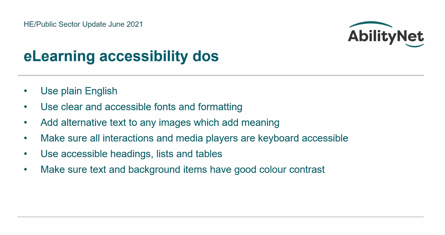 eLearning accessibility dos